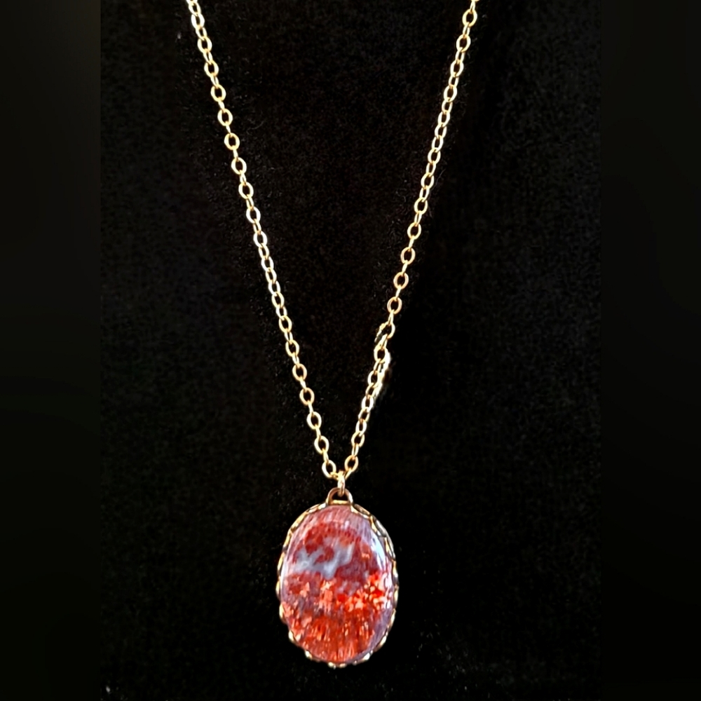MOSS AGATE STONE UNISEX NECKLACE